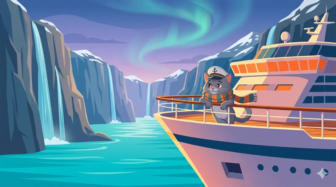 Crucero navegando entre los acantilados del fiordo de Geiranger en Noruega